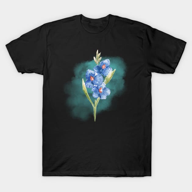Gladioli Filipino flower Hand-painted Watercolor T-Shirt by Art by Ergate